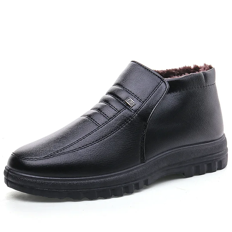 Leather Work Flats - حجم كبير أحذية رجالية شتاء دافئ