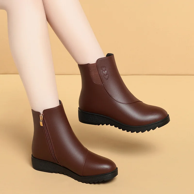 Leather Work Flats - 3.5 سنتيمتر أحذية منصة مسطحة مريحة