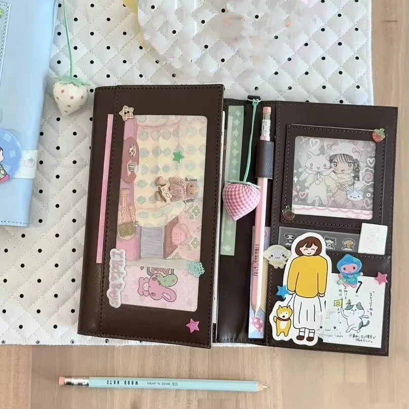 Leather Work Diary - دفتر يوميات جلدي ثلاثي الطيات بتصميم