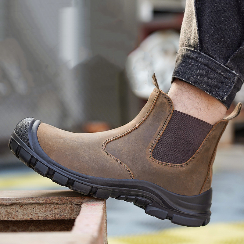 Leather Work Flats - أغطية أصابع القدم الفولاذية للرجال مقاس