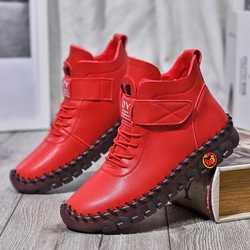 Leather Work Flats - أحذية شتوية دافئة مبطنة بالصوف من