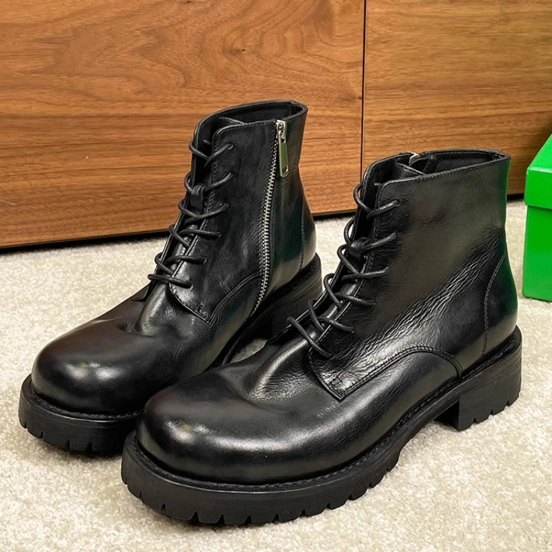 Leather Work Flats - أحذية الكاحل للرجال على الموضة البريطانية