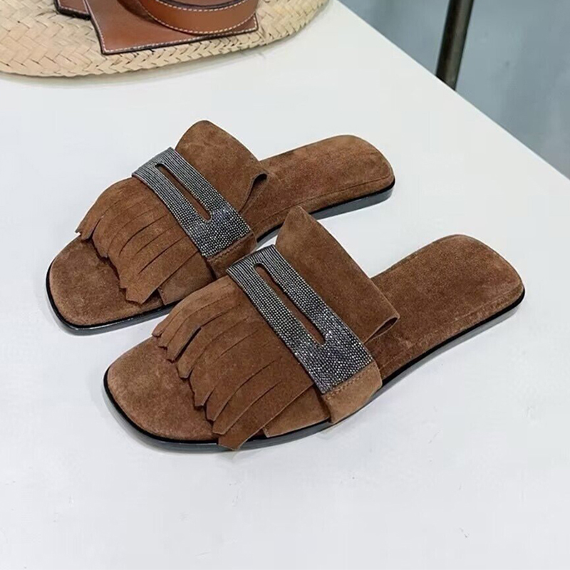 Leather Work Flats - سلسلة معدنية حبة ديكور طفل الجلد