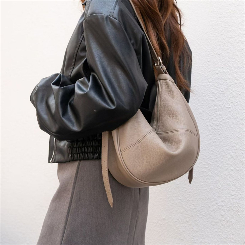Leather Work Bag Women - حقيبة هوبو من الجلد الطبيعي من