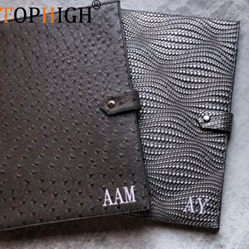 Leather Work Folder - TOPHIGH حديثا مكتب المرأة التمساح النعامة