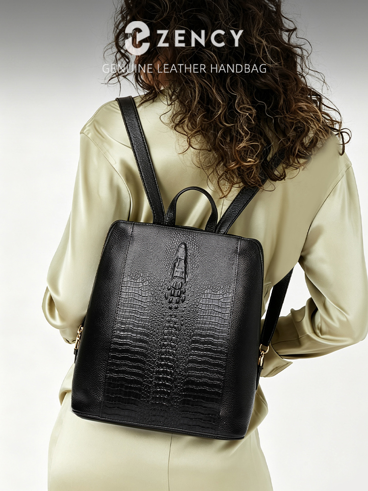 Leather Work Bag Women - حقيبة ظهر نسائية من جلد التمساح