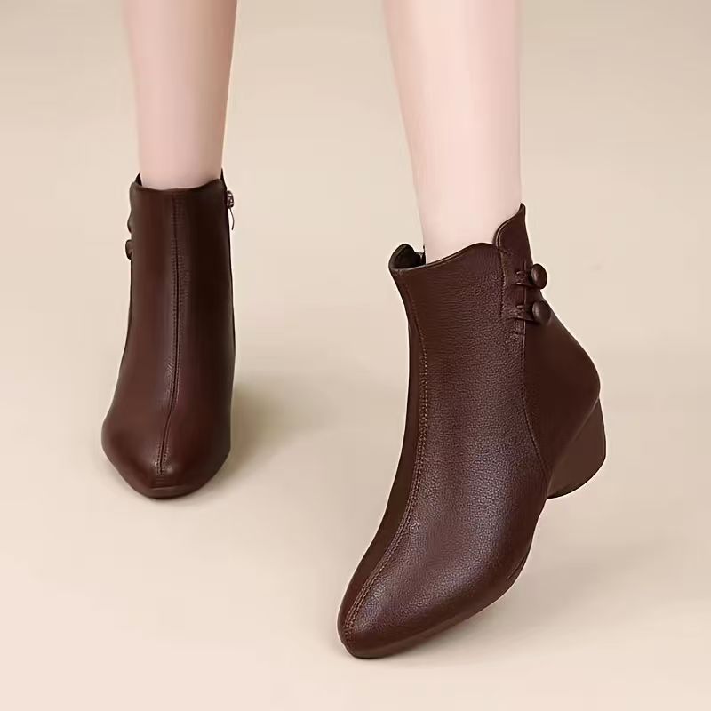 أحذية كاحل نسائية بكعب ويدج مت - مراجعة Leather Work Flats وسعره