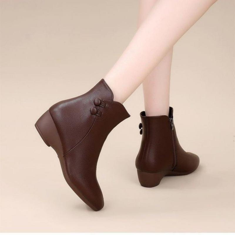 أحذية كاحل نسائية بكعب ويدج مت - مراجعة Leather Work Flats وسعره