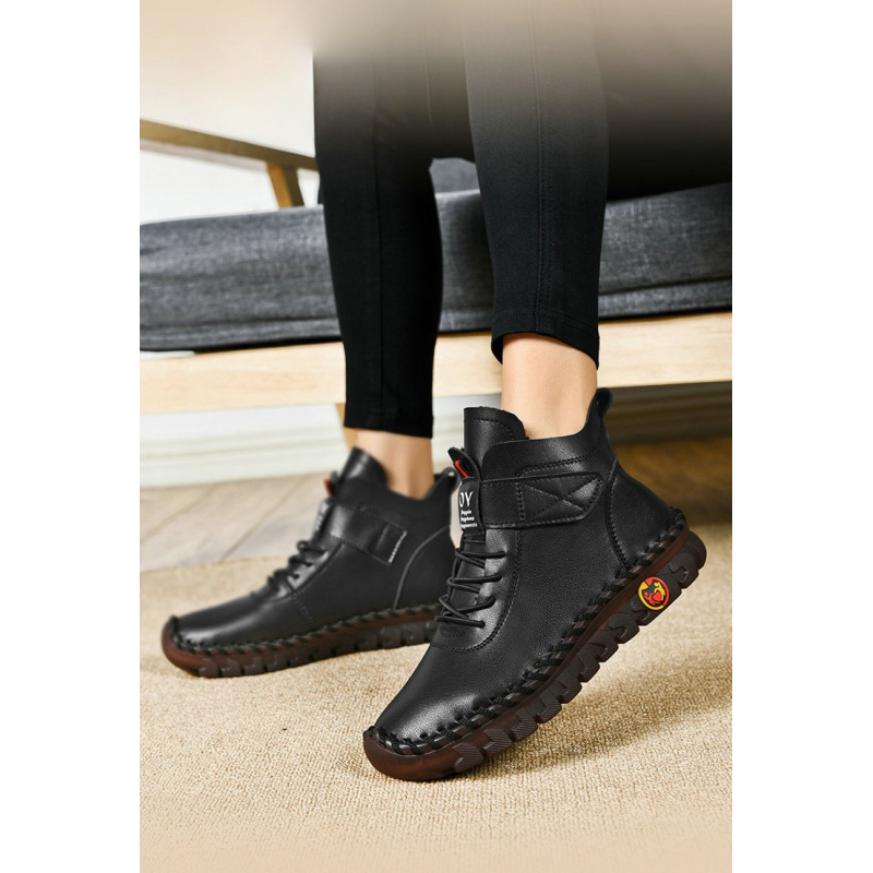 أحذية شتوية دافئة مبطنة بالصوف - مراجعة Leather Work Flats وسعره