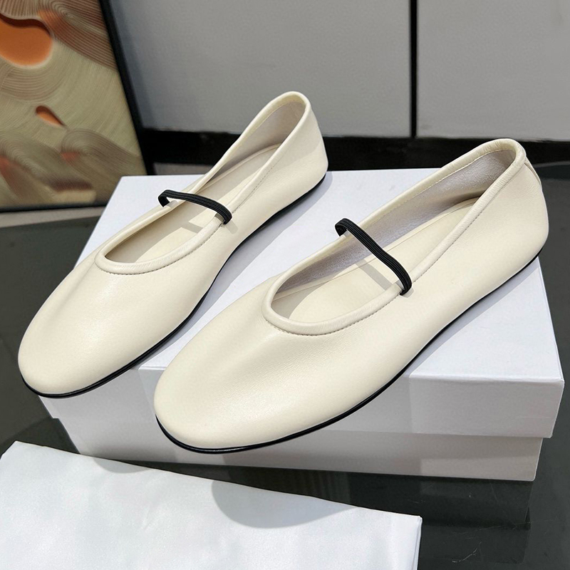 جولة اصبع القدم شريط مرن ماري  - مراجعة Leather Work Flats وسعره