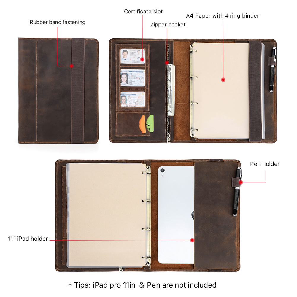 غطاء جلدي فاخر دفتر A4 ، محفظة - مراجعة Leather Work Folder وسعره